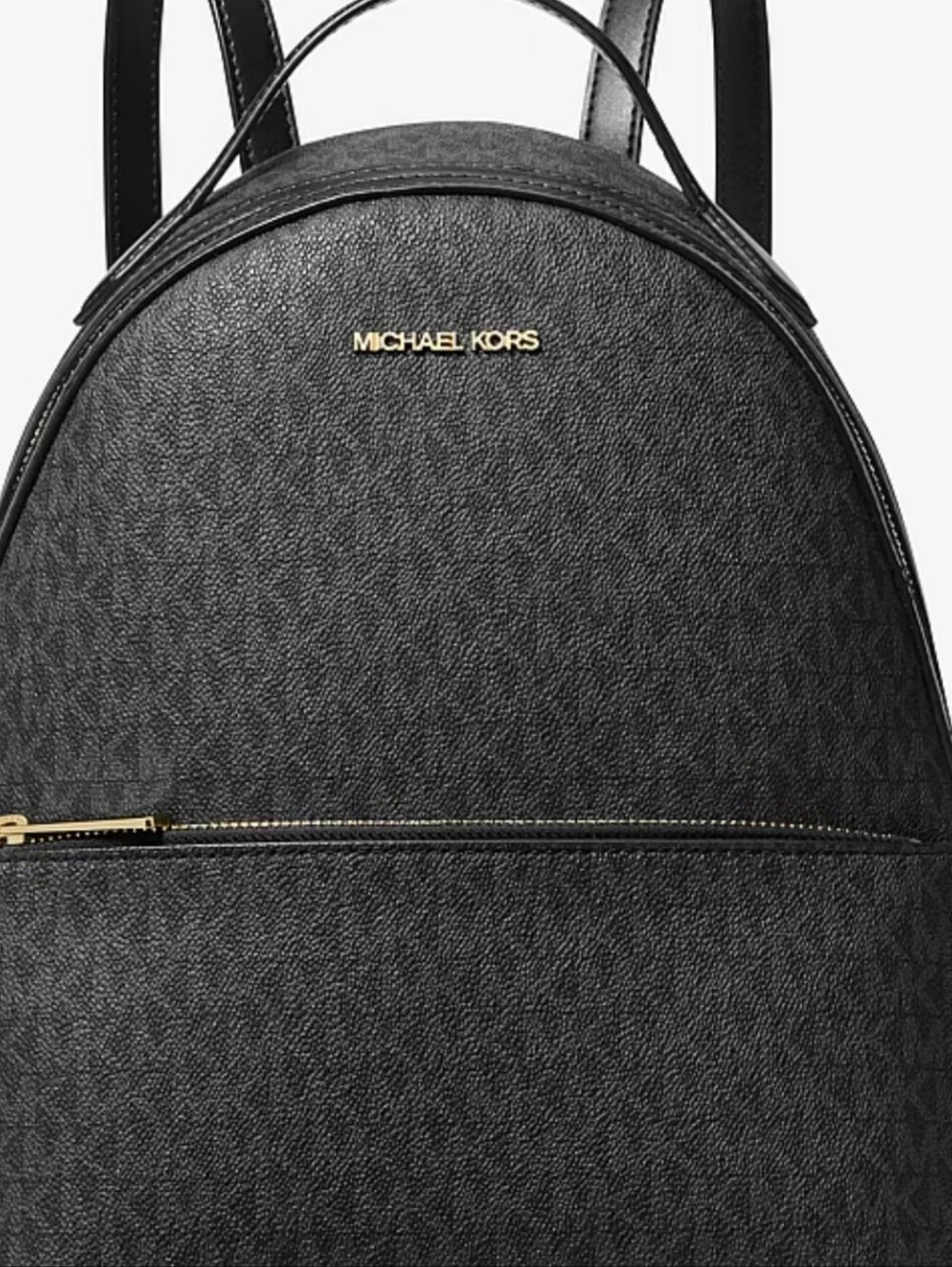 Michael Kors Black MK Monogram Backpack with Gold Hardware